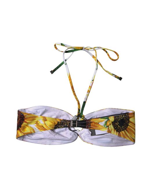 Dolce & Gabbana Metallic Floral Halter Beachwear Bikini Top Swimwear