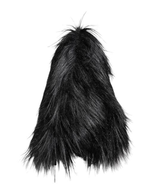 Dolce & Gabbana Black Acrylic Fur Bucket Hat