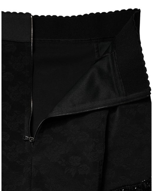 Dolce & Gabbana Black Nylon Embellished Lace Mini Skirt