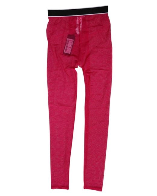 Dolce & Gabbana Red Sheer Leggings Logo Waistband