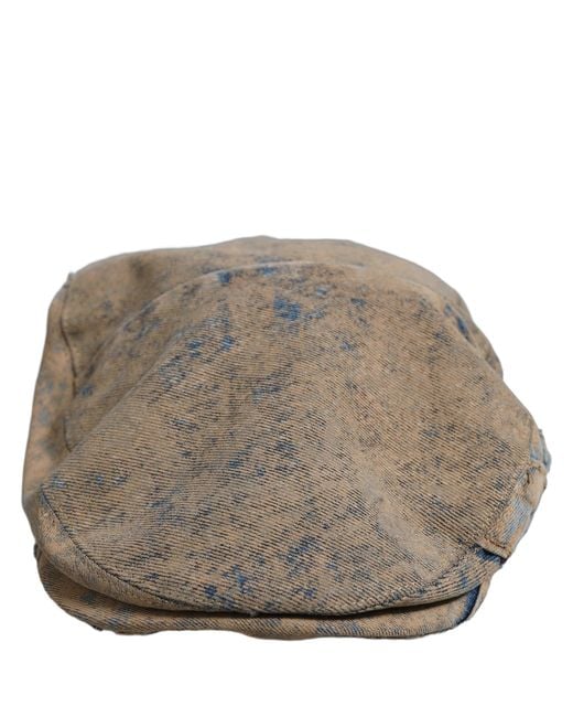 Dolce & Gabbana Black Brown Cotton Denim Newsboy Capello Cabbie Hat for men