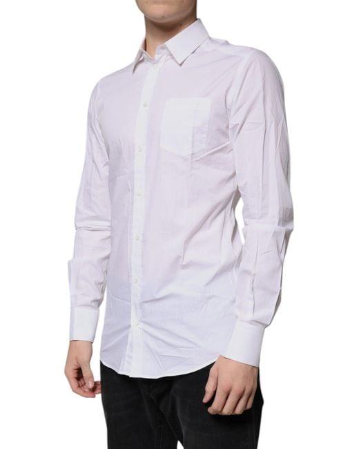 Dolce & Gabbana Purple Cotton Long Sleeves Dress Shirt for men
