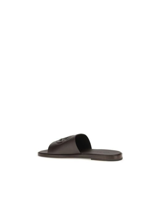 Dolce & Gabbana Multicolor Brown Calf Leather Bos Taurus Flat Sandals for men