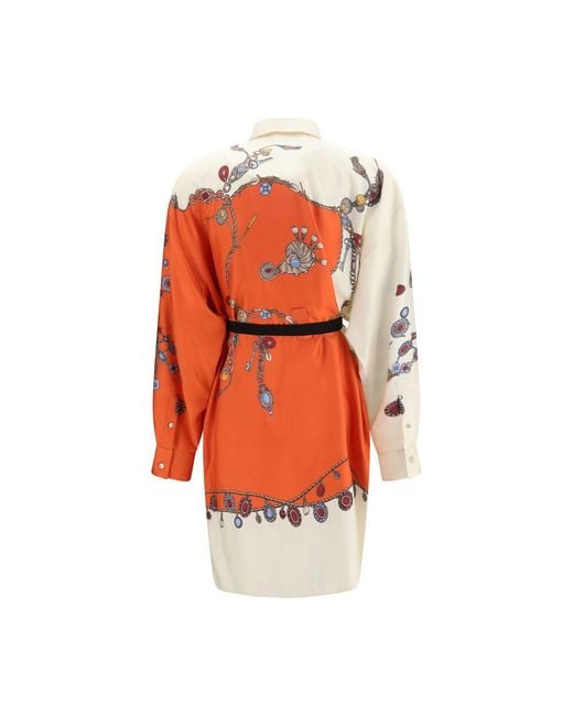 Versace Orange Silk Casual Dress