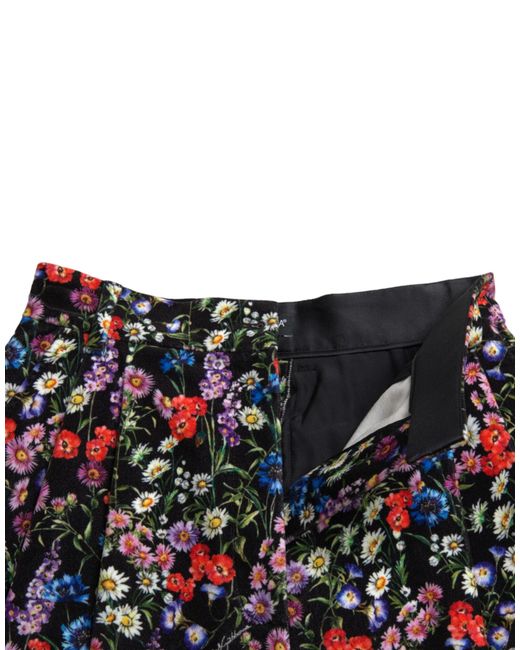 Dolce & Gabbana Black Floral High Waist Hot Pants Shorts