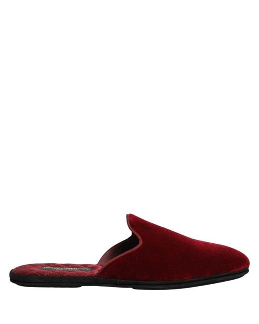 Dolce & Gabbana Red Suede Slides Flat Slipper Men Shoes for men