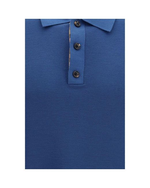 Burberry Blue Wool Oves Aries Polo Shirt for men
