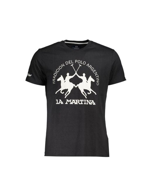 La Martina Black Cotton T-Shirt for men