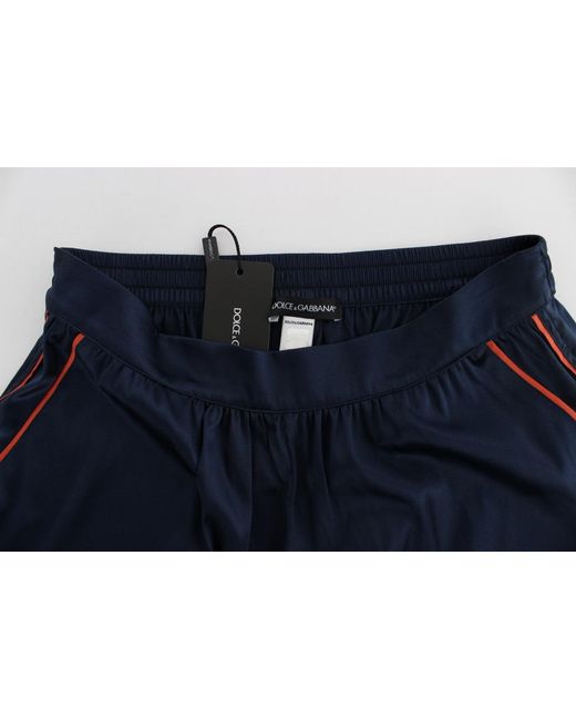 Dolce & Gabbana Blue Silk Stretch Sleepwear Shorts
