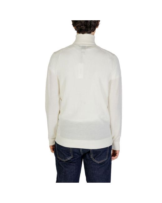 Calvin Klein Gray Cream Wool Turtleneck for men