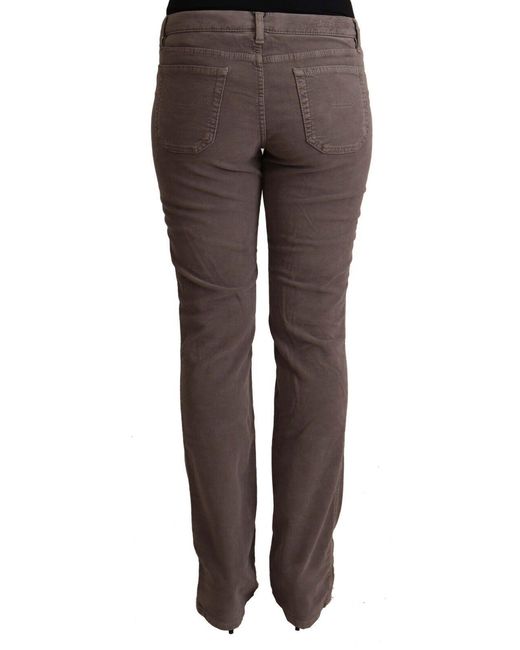 Jeckerson Gray Brown Cotton Low Waist Iconic Patches Leg Denim Jeans