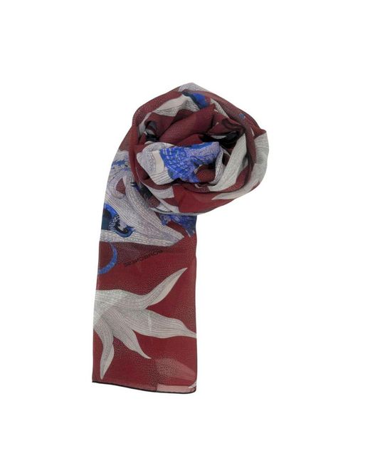 Borbonese Red Silk Scarf