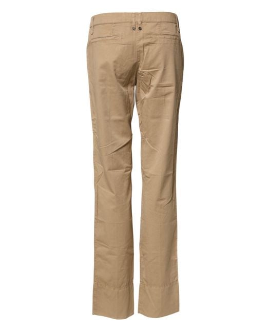 Plein Sud Natural Beige Straight Cotton Stretch Chino Pants