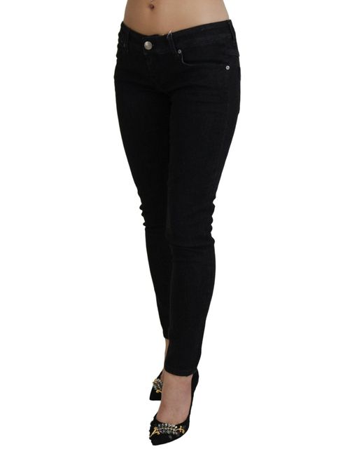 Acht Black Low Waist Slim Fit Cotton Denim Jeans