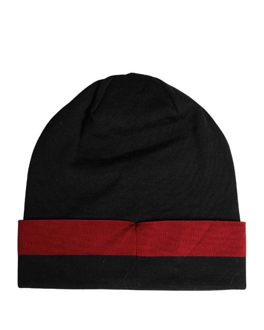 Dolce & Gabbana Black Cuffed "I'M The Only Prince Royal\ Beanie Hat for men