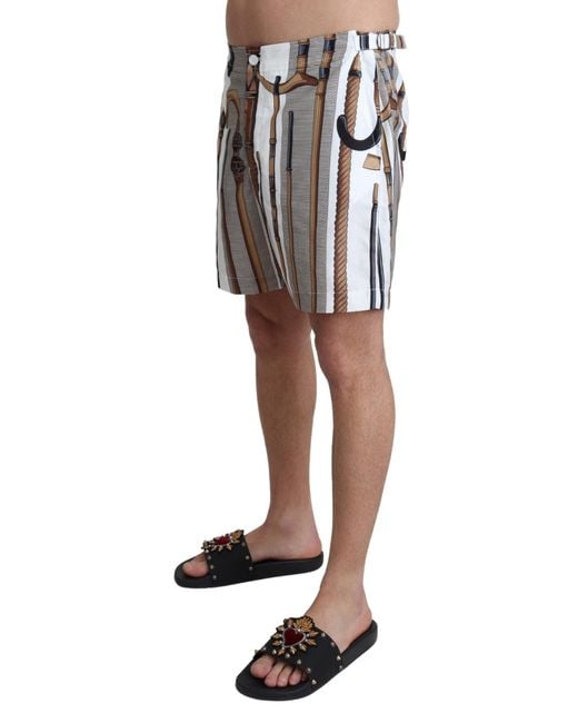 Dolce & Gabbana Black Dolce Gabbana Walking Stick Swimshorts Beachwear Shorts for men