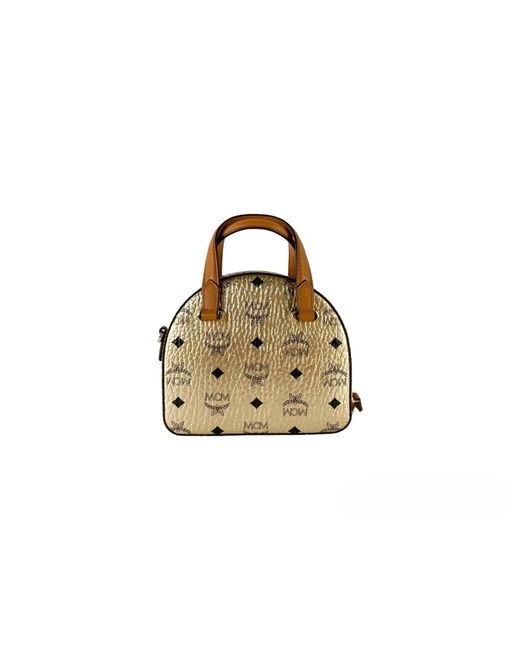 MCM Black Half Moon Mini Round Top Tote Crossbody Bag