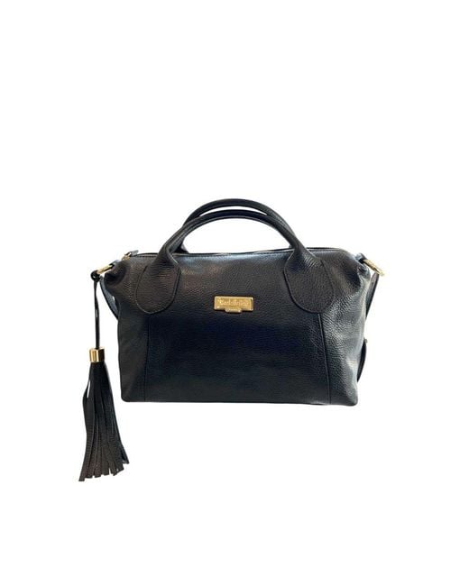 Baldinini Blue Black Leather Handbag