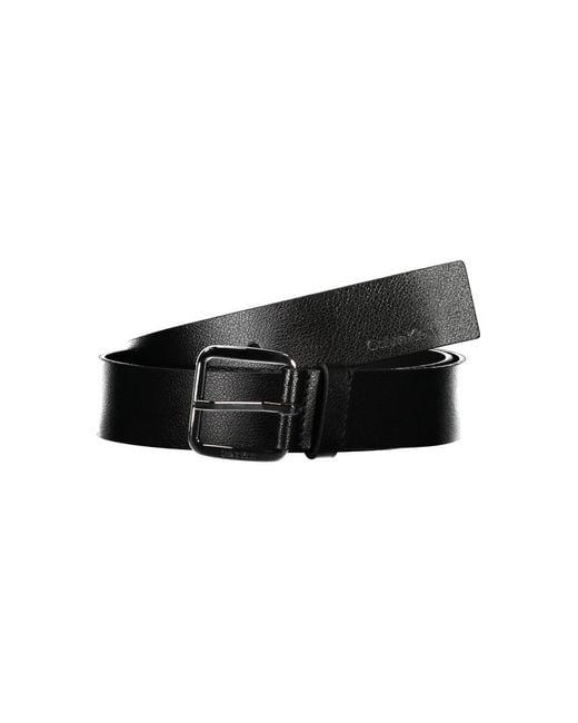 Calvin Klein Black Elegant Leather Belt With Metal Buckle for men