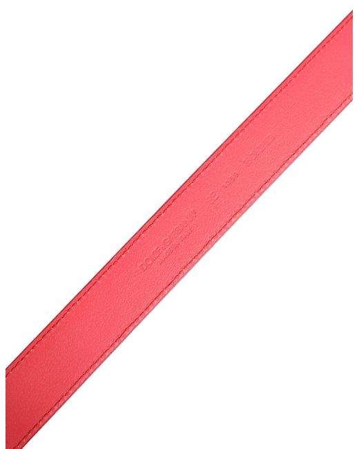 Dolce & Gabbana Red Pink Lambskin Leather Silver Metal Buckle Belt