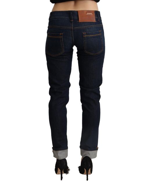 Acht Blue Cotton Low Waist Slim Fit Denim Trouser Jeans