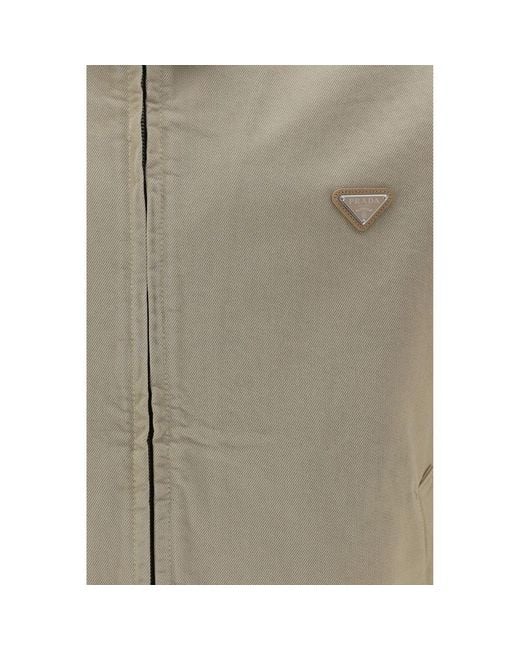 Prada Gray Beige Cotton Denim Jacket for men