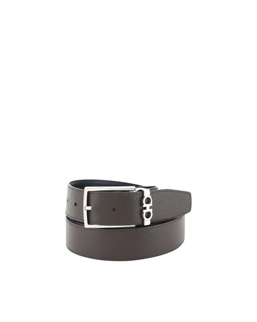 Ferragamo Black Calf Leather Bos Taurus Belt for men