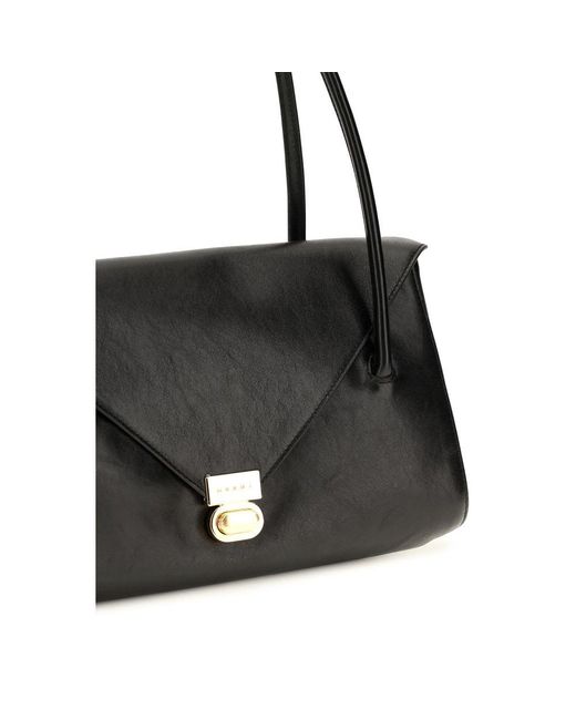 Marni Black Calf Leather Bos Taurus Shoulder Bag