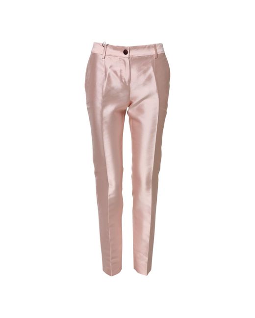 Dolce & Gabbana Pink Silk Slim Pants