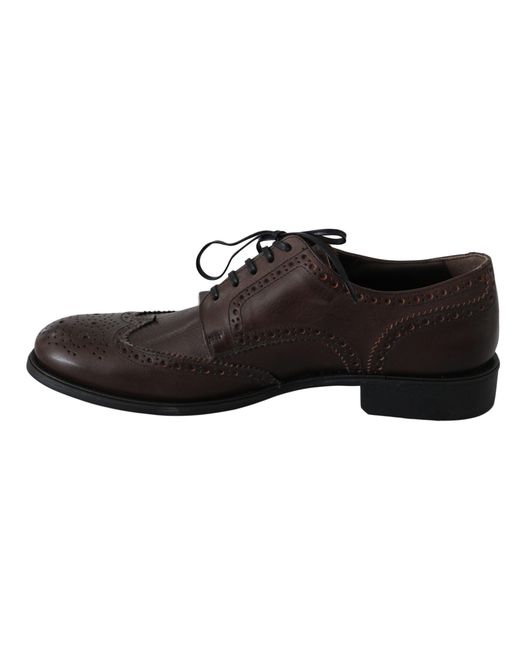 Dolce & Gabbana Black Brown Leather Brogue Derby Dress Shoes for men