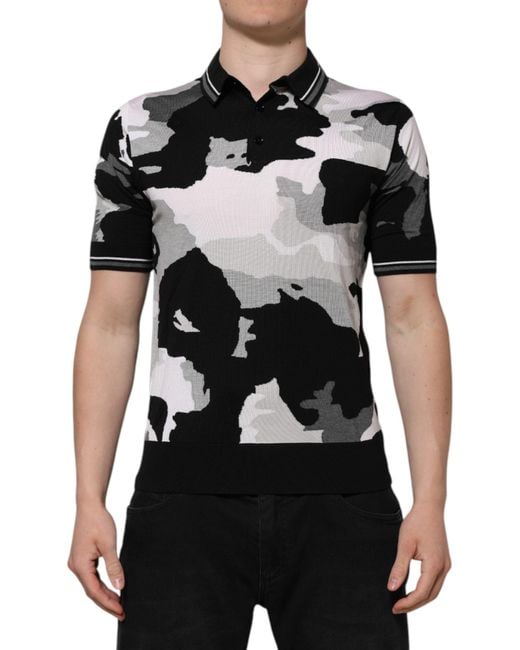 トップス 00s dolce&gabbana camo pattern polo Dolce & Gabbana Camo Polo Shirt in Black for Men | Lyst