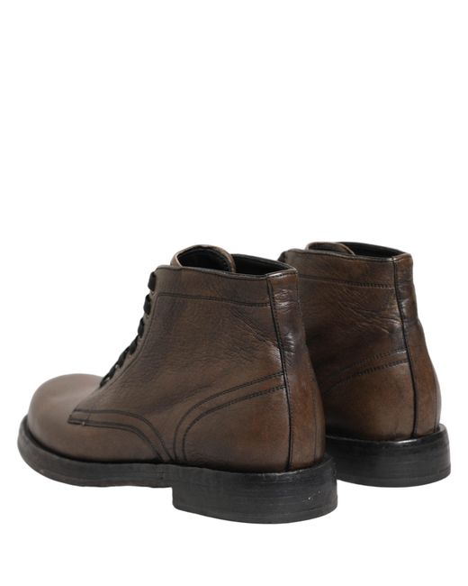 Dolce & Gabbana Brown Perugino Leather Men Ankle Boots Shoes for men