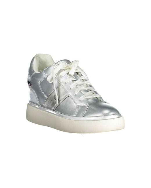 U.S. POLO ASSN. White Silver Polyester Sneaker