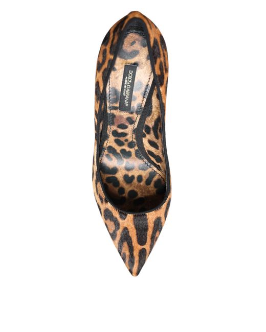 Dolce & Gabbana Brown Leopard Calf Hair Heels Pumps Shoes