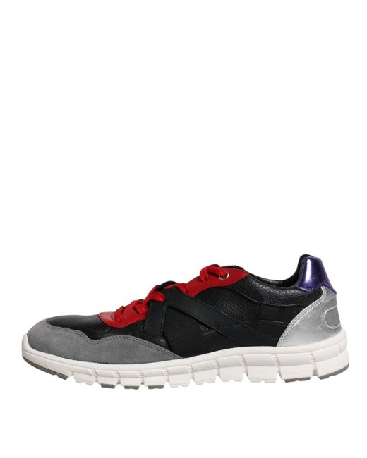 Dolce & Gabbana Multicolor Leather Suede Low Top Sneakers Shoes for men