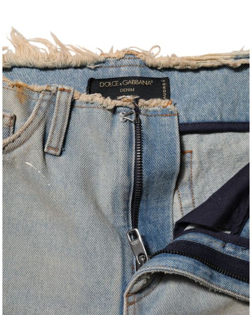 Dolce & Gabbana Gray Light Blue High Waist Skinny Denim Jeans for men