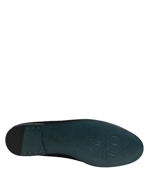 Dolce & Gabbana Black Satin Logo Slip On Flats Loafers Shoes for men