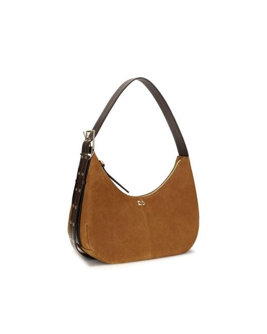 Ganni Brown Recycled Polyester Shoulder Bag