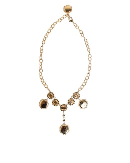 Dolce & Gabbana White Crystal Clock Pendant Statement Jewelry Necklace