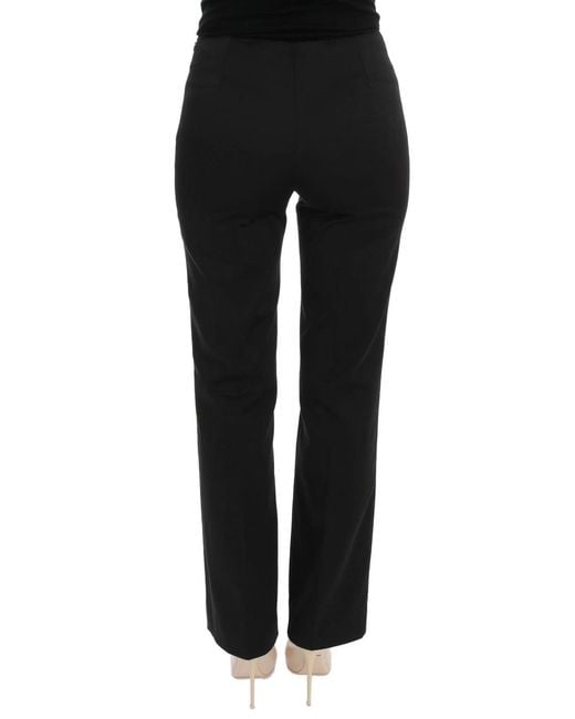 Bencivenga Black Stretch Straight Fit Dress Trousers Pants