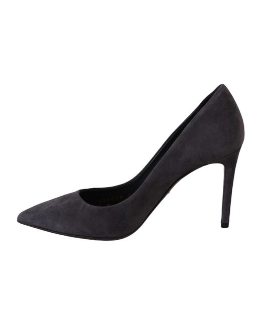 Dolce & Gabbana Black Dolce Gabbana Suede Leather Stiletto Shoes Heels