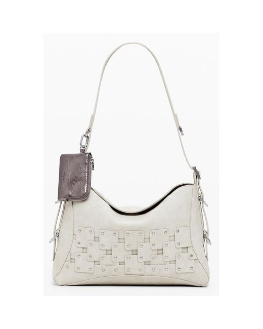 Desigual Gray Beige Polyurethane Shoulder Bag