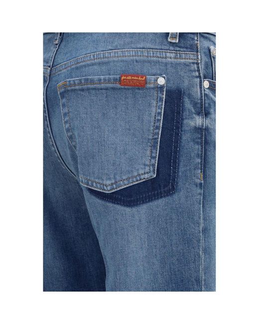 7FOR Blue Cotton Straight
