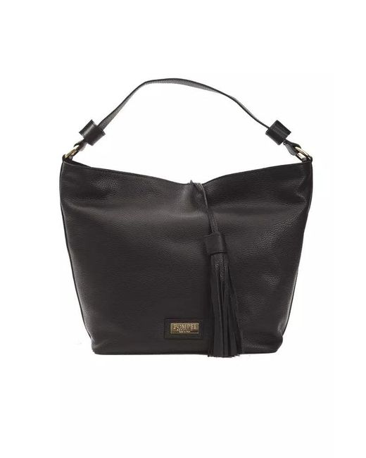 Pompei Donatella Black Elegant Leather Shoulder Bag