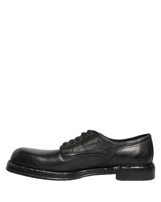 Dolce & Gabbana Black Leather Lace Up Derby Dress Men Shoes for men