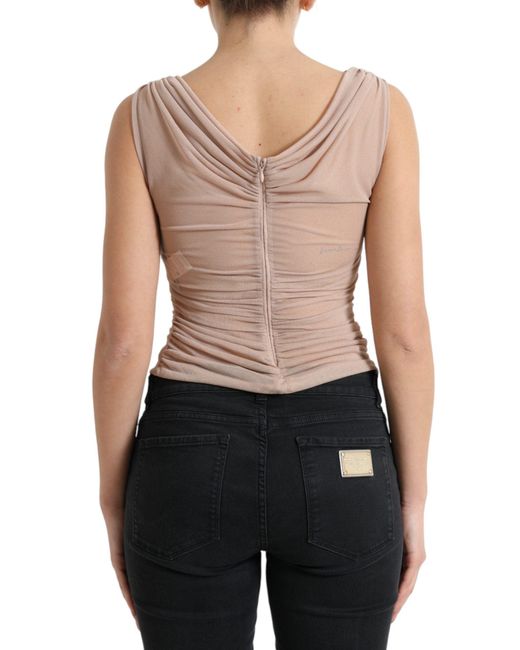 Dolce & Gabbana Natural Viscose V-Neck Sleeveless Tank Top