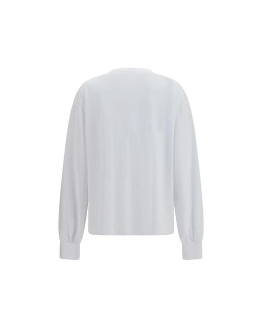 Ganni White Cotton Long Sleeve T