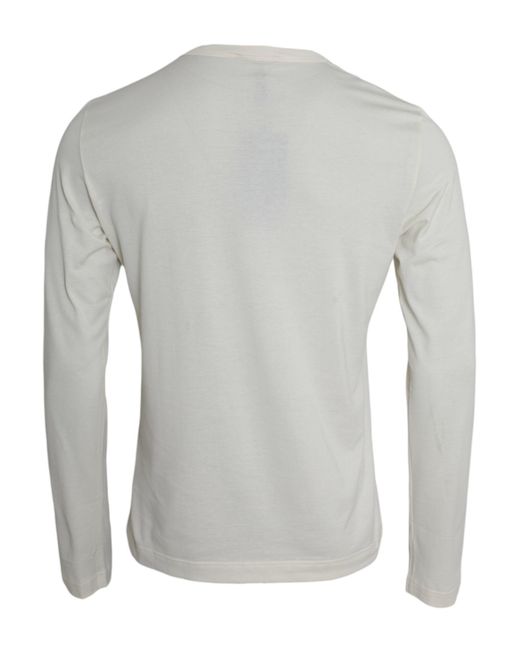 Dolce & Gabbana Gray Off Cotton Round Neck Pullover Sweater for men