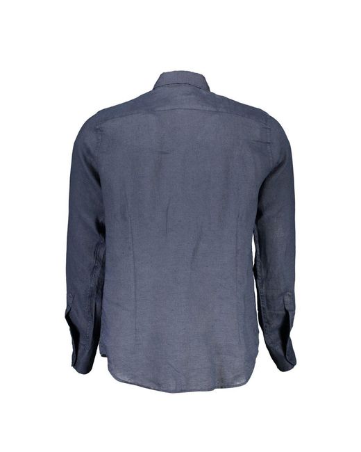 La Martina Blue Linen Shirt for men
