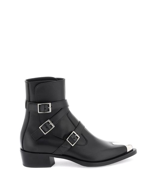 Alexander McQueen Black 'punk' Boots With Three Buckles for men